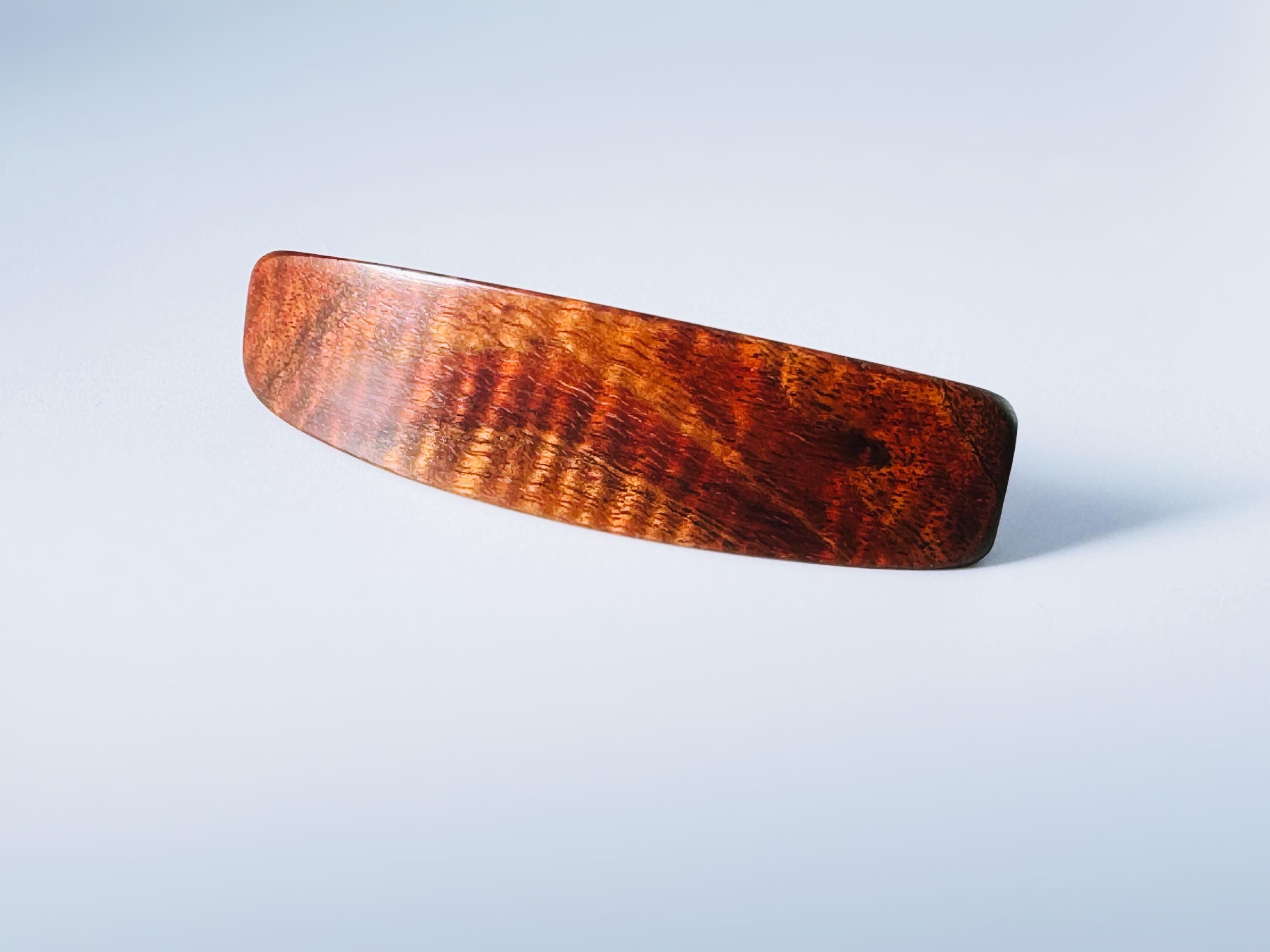 Curly Koa wood hair clips, Hawaiian wood barrettes, Small Fine Hair barrette, Children's hair wooden hair clips, 5th anniversary gift