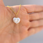 Baroque Pearl Necklace 14k gold, sterling silver dainty real freshwater pearl necklace for women single June birthstone gift for mom, wife