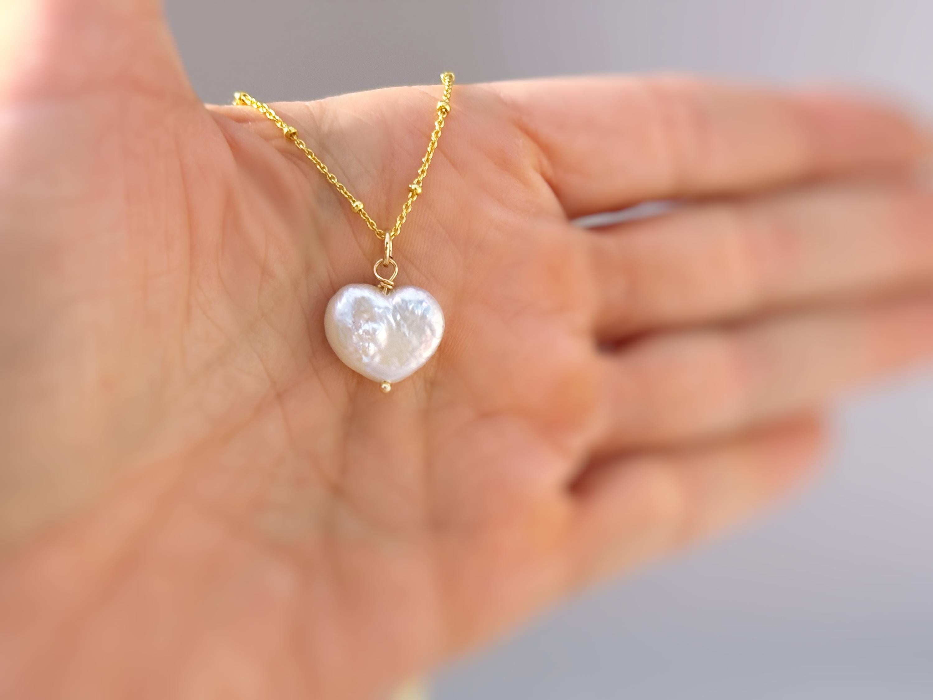 Baroque Pearl Necklace 14k gold, sterling silver dainty real freshwater pearl necklace for women single June birthstone gift for mom, wife