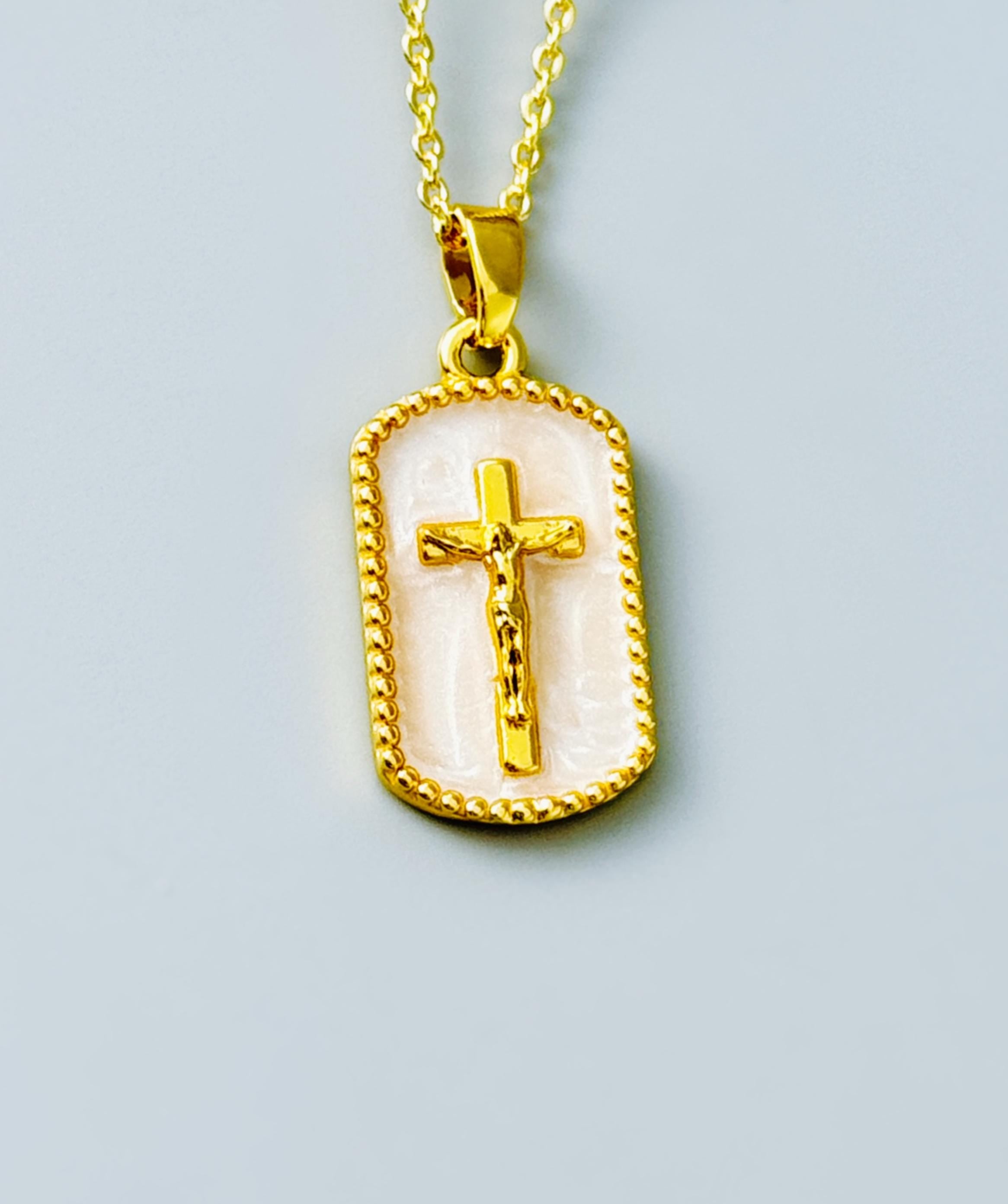 Crucifix Necklace Gold Dainty Catholic jewelry Jesus Christian cross faith necklace religious confirmation baptism Easter Gift for her woman