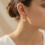 Dainty Cloud Earrings dangle Gold Huggie Hoops handmade elegant jewelry unique celestial earrings gift for nature lovers, sister, friend mom