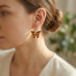 Blue Butterfly Earrings Dangle Gold Handmade Colorful Spring Summer Jewelry gifts for gardener, mothers day, insect, nature lover, mom