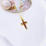 Dainty Gold Cross Necklace for women colorful handmade gemstone jewelry Christian faith necklace baptism communion religious Easter gift her