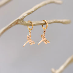 Dragonfly Earrings dangle Rose Gold Handmade Dragonfly Jewelry
