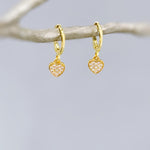 Dainty Gold Heart Earrings Dangle Huggie Hoops Crystal Heart Charm earrings for women handmade Valentines day jewelry gift for friend, moms