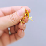 Tiny Dragonfly Earrings dangle Huggie Hoops silver, gold