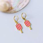 Pickleball Earrings gold dangle leverbacks colorful enamel racquet pickleball player jewelry gift for her sporty cute fitness accessories for women, her