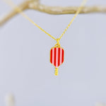 Pickleball Necklace, gold colorful enamel racquet pickleball player jewelry gift for her unique sporty cute fitness accessories for women