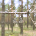 Silver Fox Earrings dangle fun, unique animal lover fox gift handmade Jewelry boho dangling charm earrings cottagecore gift for daughter