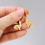 Bunny Rabbit Earrings Dangle Silver, Gold Huggie Hoops cute Spring jewelry Easter Gift for her cottagecore woodland creature nature jewelry