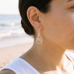 Teardrop Wave Earrings dangle sterling silver handmade dangly long lightweight Jewelry unique gift for best friend sister nature water lover