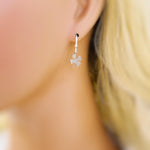 Dainty Gold Four Leaf Clover Earrings Dangle Minimalist Huggie Hoops lucky Shamrock charm Irish jewelry St Patricks day gift for her, women