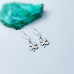 Dainty Gold Four Leaf Clover Earrings Dangle Minimalist Huggie Hoops lucky Shamrock charm Irish jewelry St Patricks day gift for her, women