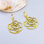Rose Earrings dangle gold, silver handmade elegant lightweight statement floral nature jewelry June Birth Flower gift for mom, wife gardener