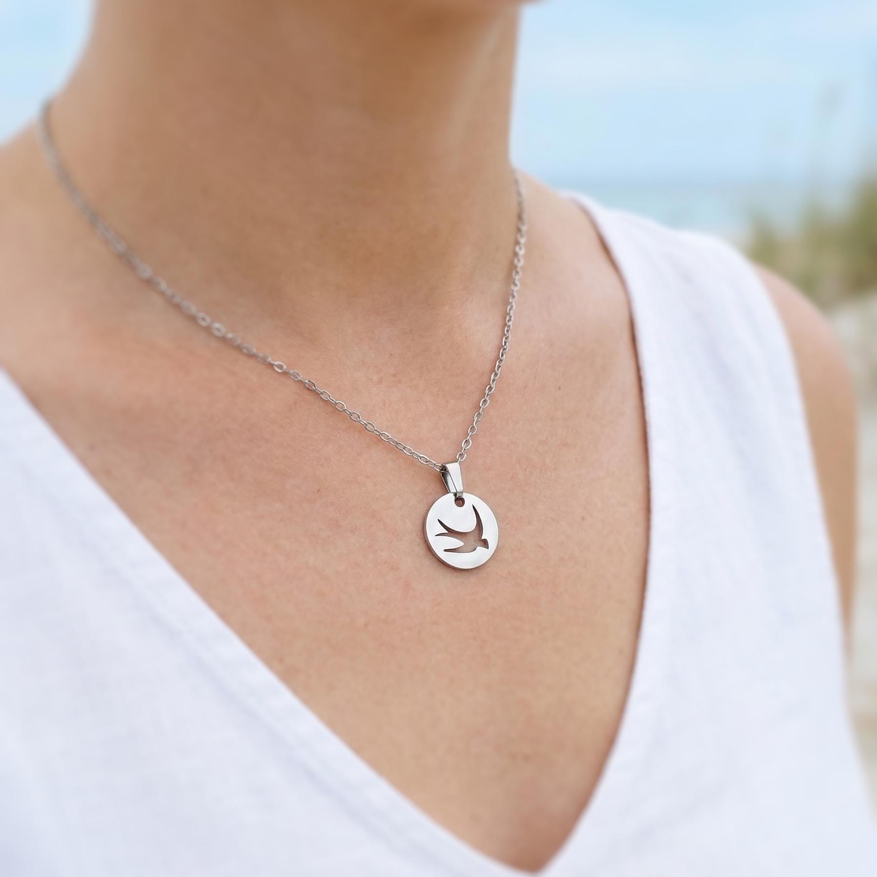 Dainty Swallow Bird Earrings dangle silver Huggie Hoops handmade minimalist nature jewelry gift for bird lovers watchers moms, daughters