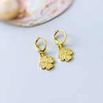 Lucky Gold Four Leaf Clover Earrings Dangle Crystal leverbacks Shamrock Chrams Irish jewelry good luck St Patricks day gift for her, women