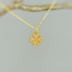 Lucky Gold Four Leaf Clover Necklace Crystal Shamrock Charm Pedant Irish jewelry St Patricks day good luck gift for graduation, women, her