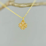 Lucky Gold Four Leaf Clover Necklace Crystal Shamrock Charm Pedant Irish jewelry St Patricks day good luck gift for graduation, women, her