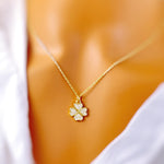 Lucky Gold Four Leaf Clover Necklace Crystal Shamrock Charm Pedant Irish jewelry St Patricks day good luck gift for graduation, women, her