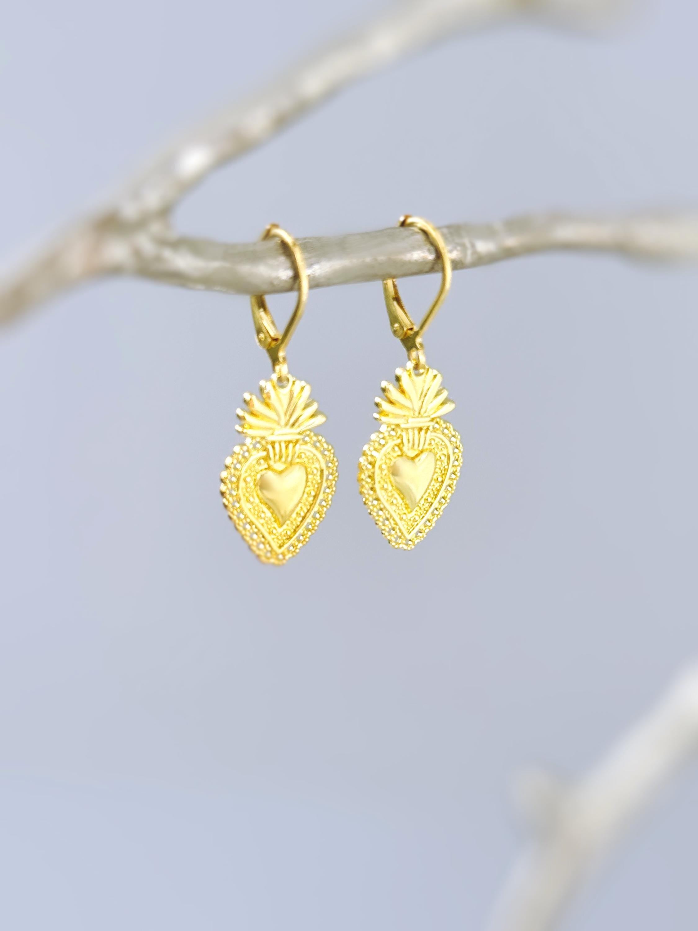 Sacred Earrings Gold, Silver Dangle religious faith jewelry for women Christian Jewelry, Catholic Faith Confirmation Gift for her, women