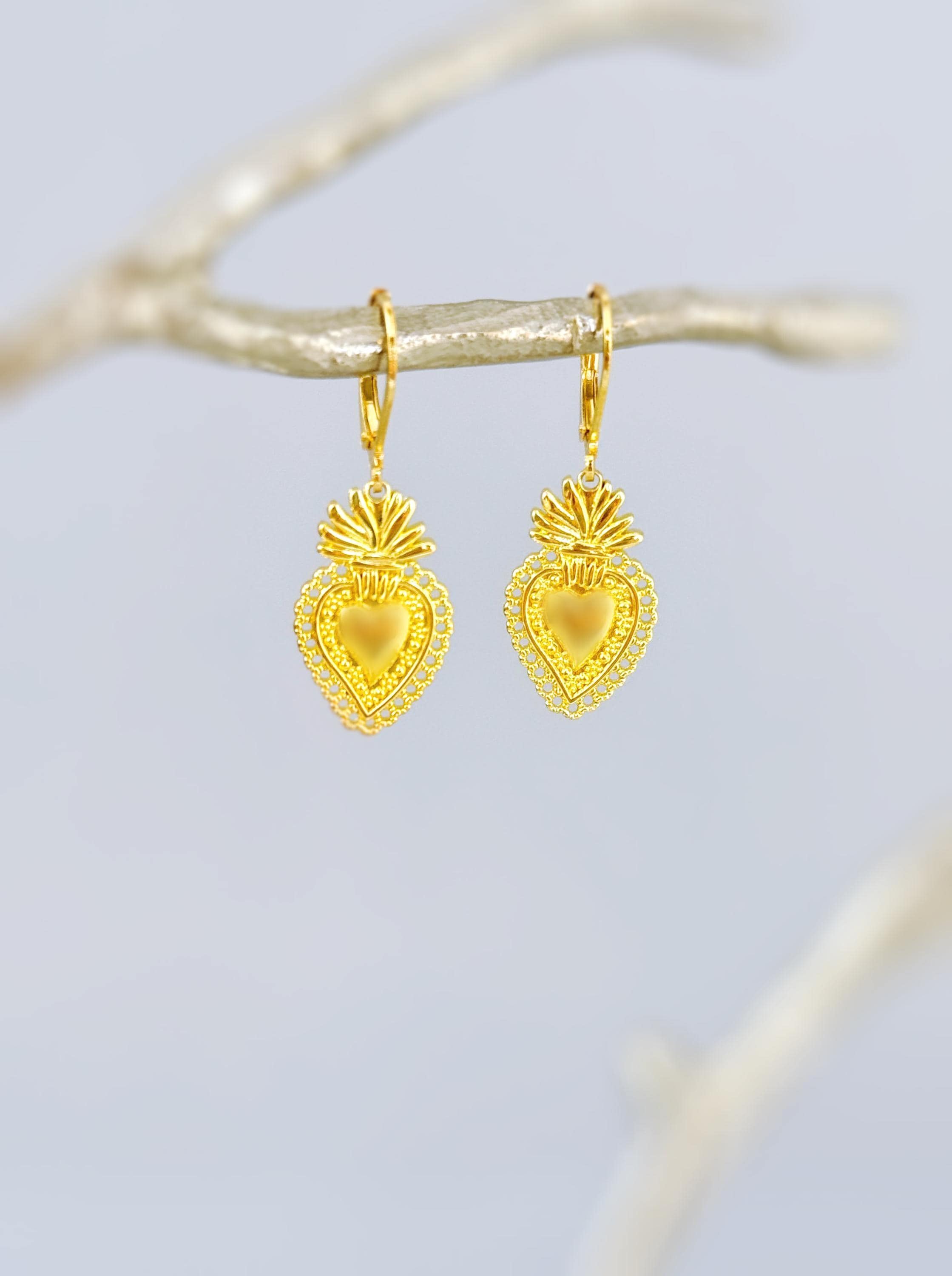 Sacred Earrings Gold, Silver Dangle religious faith jewelry for women Christian Jewelry, Catholic Faith Confirmation Gift for her, women