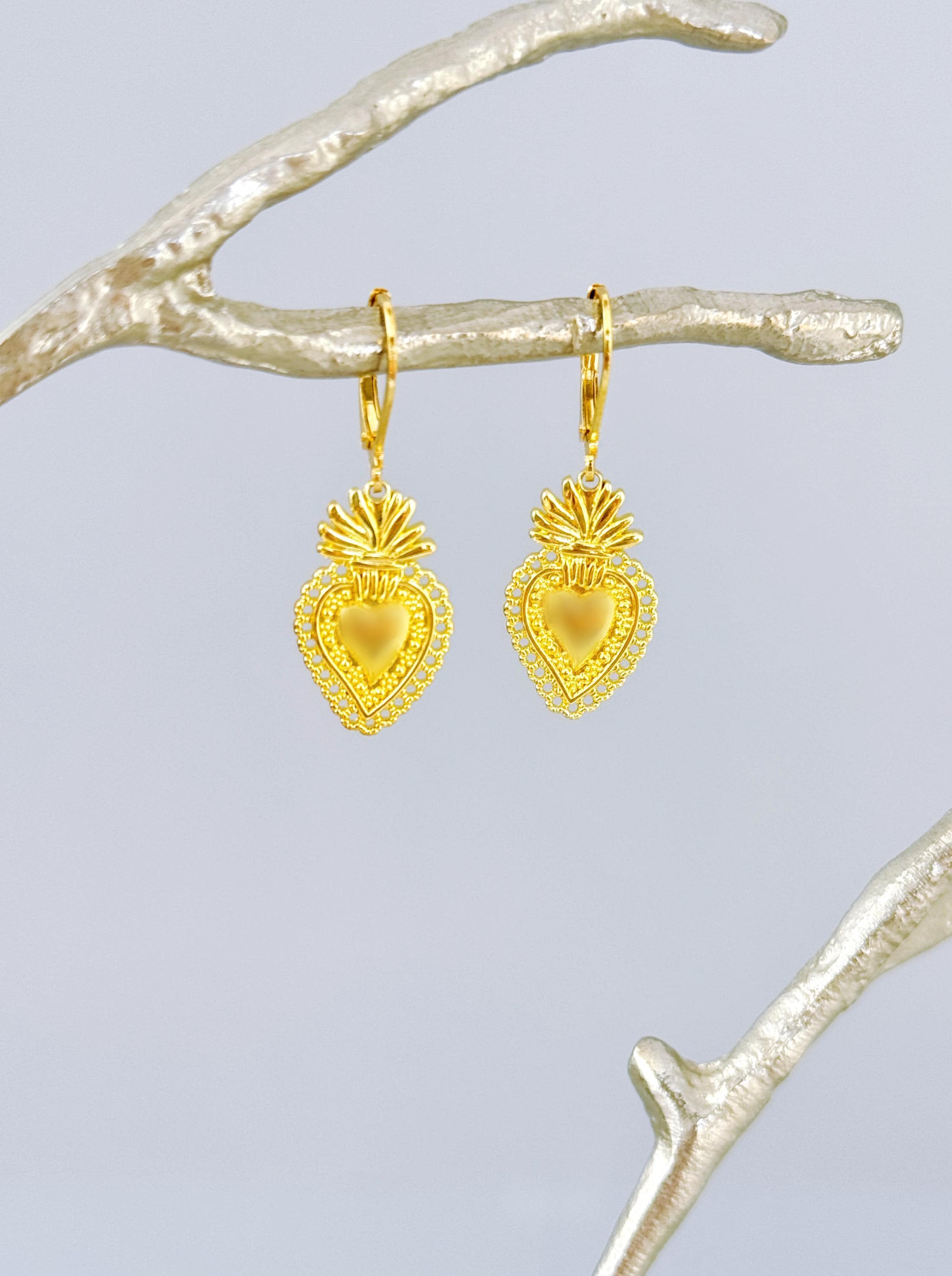 Sacred Earrings Gold, Silver Dangle religious faith jewelry for women Christian Jewelry, Catholic Faith Confirmation Gift for her, women
