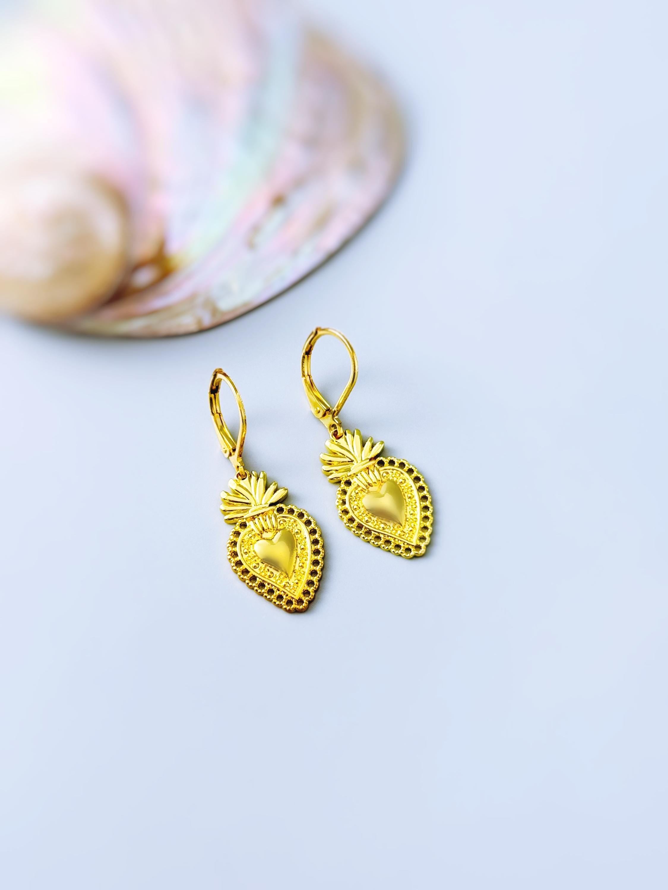 Sacred Earrings Gold, Silver Dangle religious faith jewelry for women Christian Jewelry, Catholic Faith Confirmation Gift for her, women