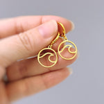 Wave Earrings dangle silver, gold handmade beachy ocean summer jewelry unique gift for surfers, swimmers, nature, sea, and water lovers