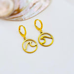 Wave Earrings dangle silver, gold handmade beachy ocean summer jewelry unique gift for surfers, swimmers, nature, sea, and water lovers