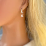 Dainty Herkimer Diamond Earrings Dangle Silver, Gold, Crystal Huggie Hoops minimalist handmade April Birthstone bridesmaids jewelry for her