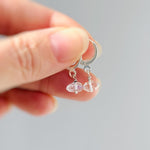 Dainty Herkimer Diamond Earrings Dangle Silver, Gold, Crystal Huggie Hoops minimalist handmade April Birthstone bridesmaids jewelry for her