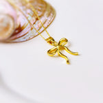 Ribbon Bow Necklace Gold, Silver pendant romantic coquette bowknot jewelry gift for girlfriend, wife feminine pendant necklace for women