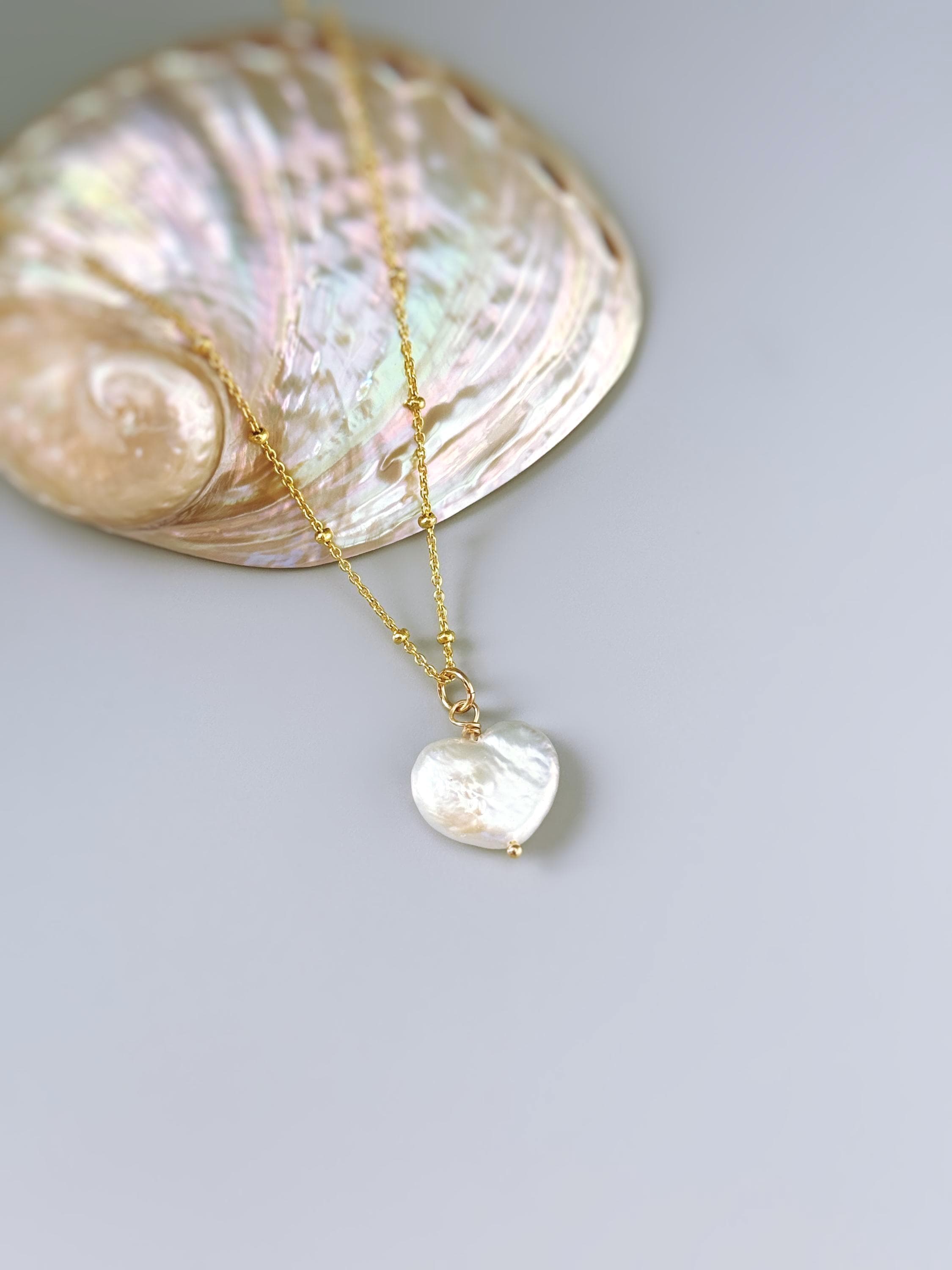 Baroque Pearl Necklace 14k gold, sterling silver dainty real freshwater pearl necklace for women single June birthstone gift for mom, wife