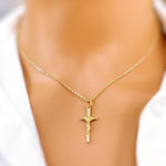 Crucifix Necklace Gold Dainty Catholic jewelry Jesus Christian cross faith necklace religious confirmation baptism Easter Gift for her woman