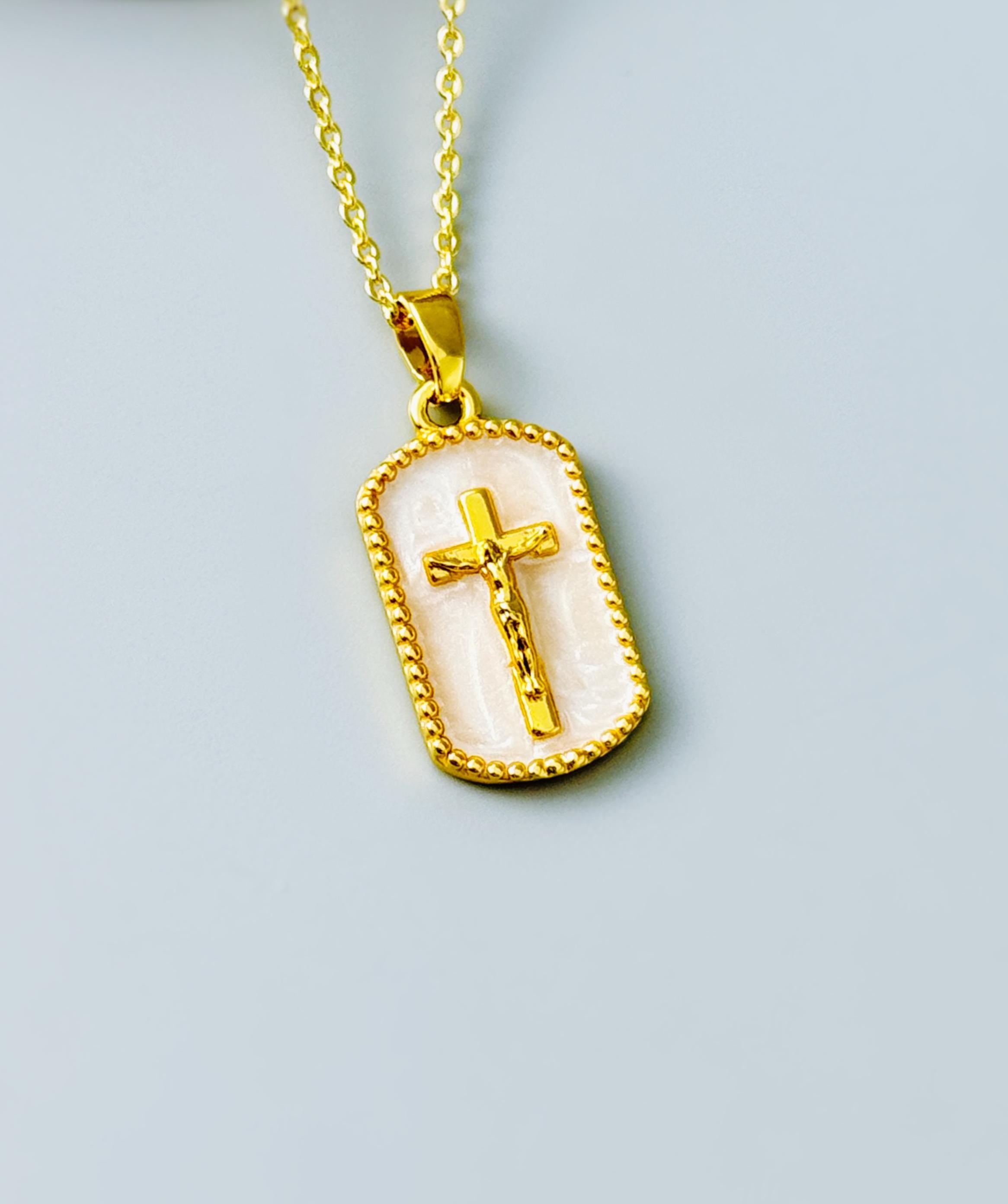 Crucifix Necklace Gold Dainty Catholic jewelry Jesus Christian cross faith necklace religious confirmation baptism Easter Gift for her woman