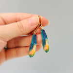 Colorful Feather Necklace gold unique boho Bird Jewelry gift for moms, nature, bird lovers, bff, Handmade minimalist jewelry for women, bff