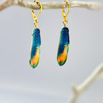 Colorful Feather Necklace gold unique boho Bird Jewelry gift for moms, nature, bird lovers, bff, Handmade minimalist jewelry for women, bff