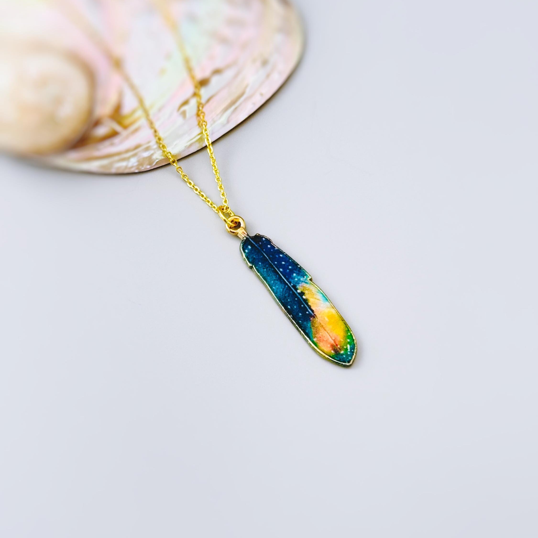 Colorful Feather Earrings dangle gold unique boho Bird Jewelry gift for moms, nature, bird lovers, bff, Handmade statement jewelry for women