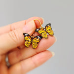 Monarch Butterfly Earrings Dangle Gold Handmade Colorful Spring Summer Jewelry gifts for gardener, mothers day, insect, nature lover, mom