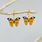 Monarch Butterfly Earrings Dangle Gold Handmade Colorful Spring Summer Jewelry gifts for gardener, mothers day, insect, nature lover, mom