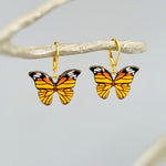 Monarch Butterfly Earrings Dangle 18k Gold Handmade Colorful Spring Summer Jewelry gifts for gardener, mothers day, insect nature lover, mom