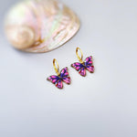 Blue Butterfly Earrings Dangle Gold Handmade Colorful Spring Summer Jewelry gifts for gardener, mothers day, insect, nature lover, mom