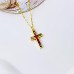 Dainty Gold Cross Necklace for women colorful handmade gemstone jewelry Christian faith necklace baptism communion religious Easter gift her