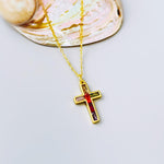 Dainty Gold Cross Necklace for women colorful handmade gemstone jewelry Christian faith necklace baptism communion religious Easter gift her