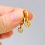 Dainty Gold Heart Earrings Dangle Huggie Hoops Crystal Heart Charm earrings for women handmade Valentines day jewelry gift for friend, moms