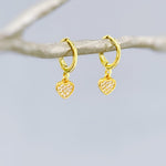 Dainty Gold Heart Earrings Dangle Huggie Hoops Crystal Heart Charm earrings for women handmade Valentines day jewelry gift for friend, moms