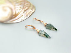 Moss Agate Earrings in Rose Gold Fill, 14k Gold Fill, and Sterling Silver