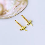 Tiny Dragonfly Earrings dangle Huggie Hoops silver, gold