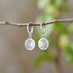 Spring Fern Earrings Huggie Hoops dangle Sterling Silver lightweight botanical leaf earrings nature Jewelry gift for gardener sister friend