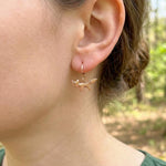 Rose Gold Fox Earrings dangle huggie hoops handmade nature woodland animal Jewelry minimalist cottagecore earrings gift for her, daughter